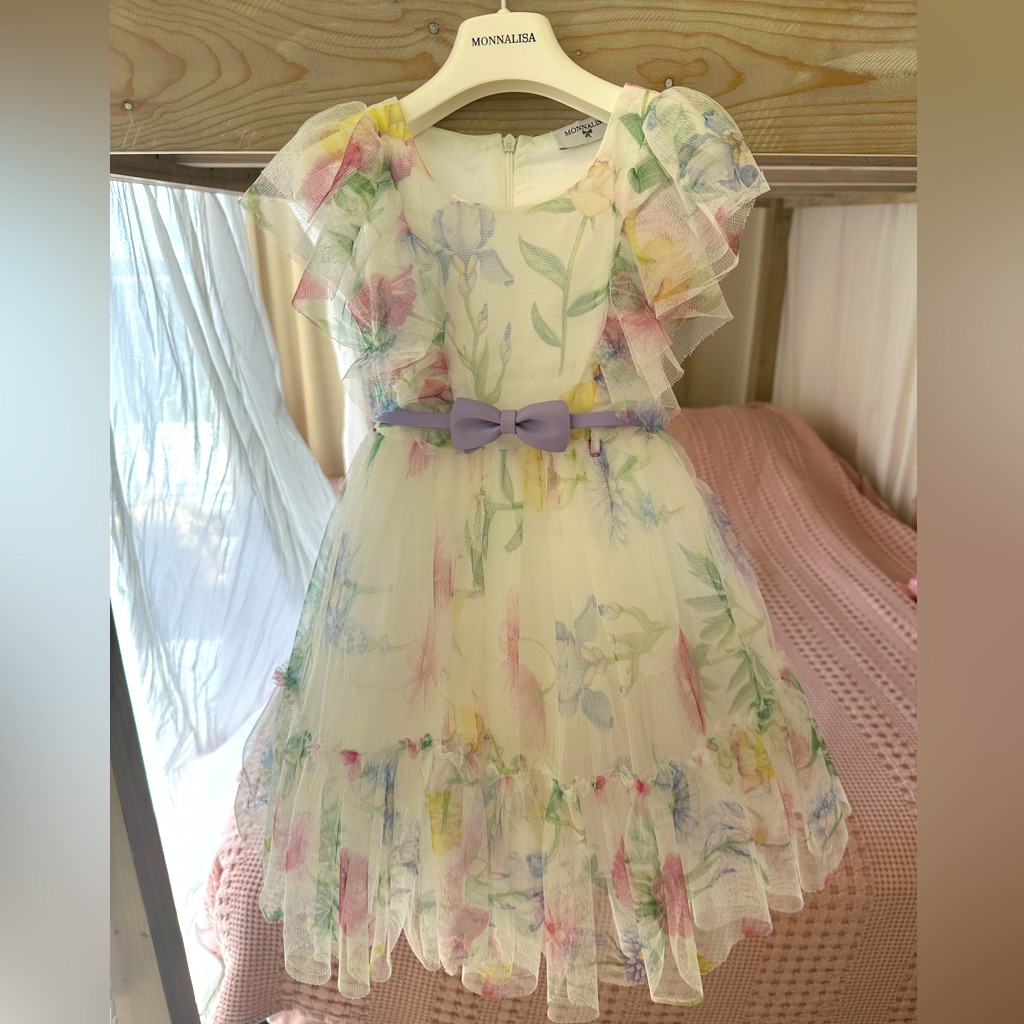 Monnalisa Floral Tulle Dress Size 4